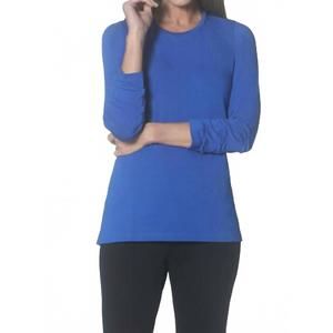 NEW E.L.I. ruched set sleeve top in electric blue